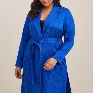 Torrid Blue Jacquard Trench Coat Size 3X EUC